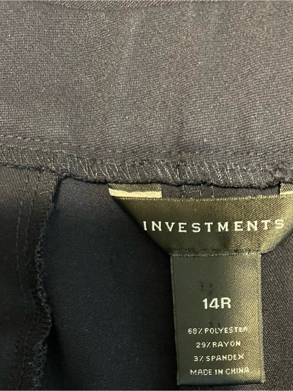 Investments Navy Straight-Leg Ponte Pants Size 14 Side Zipper Closure - Picture 4 of 7